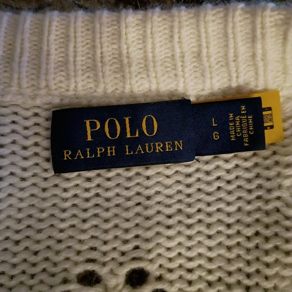 Polo Ralph Lauren Embroidered Floral Chunky Cable Knit Wool Cardigan Sweater - Picture 12 of 16